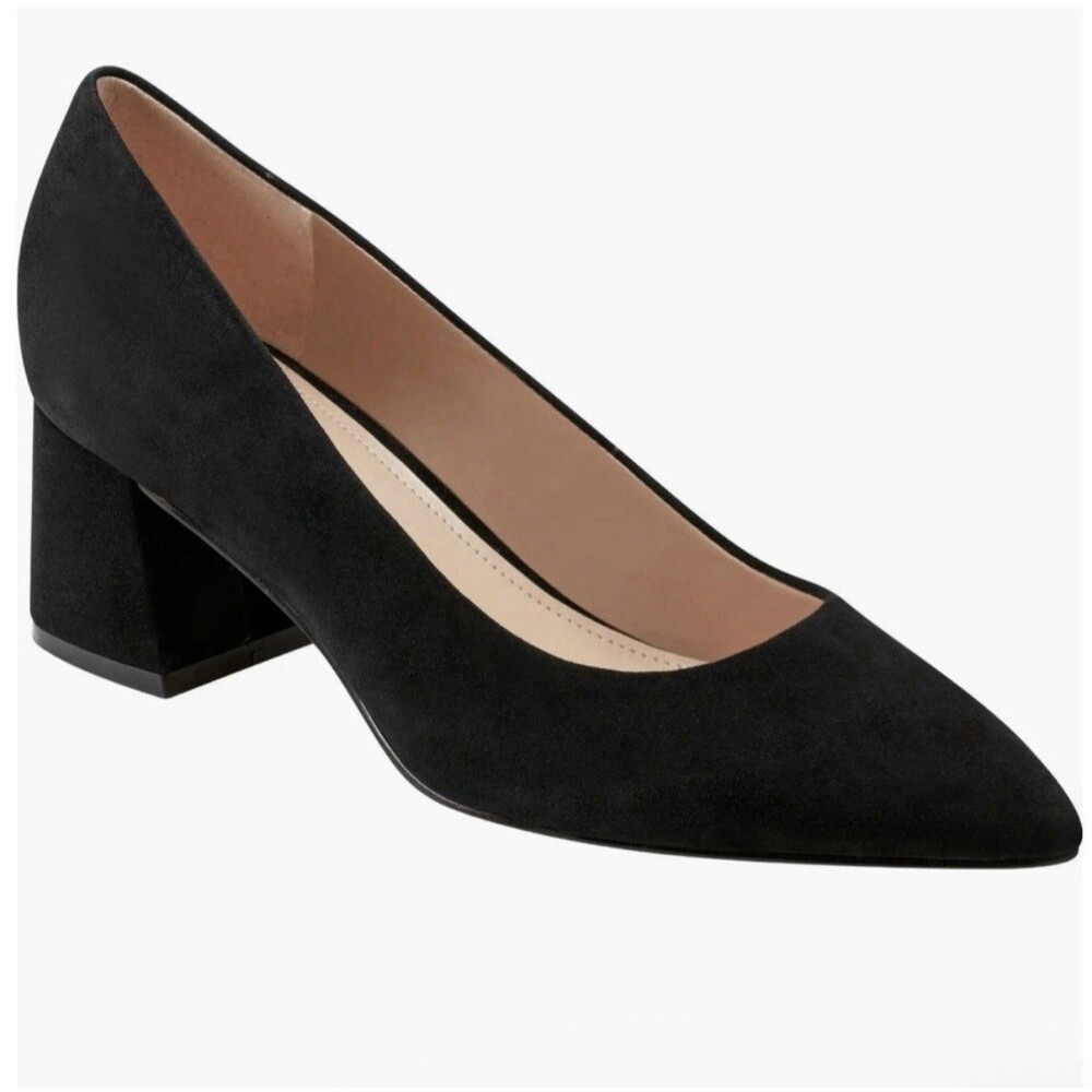 NWOB Marc Fisher Lewisa Pointed Toe Pumps Heels Black Suede Women Shoe Size 7